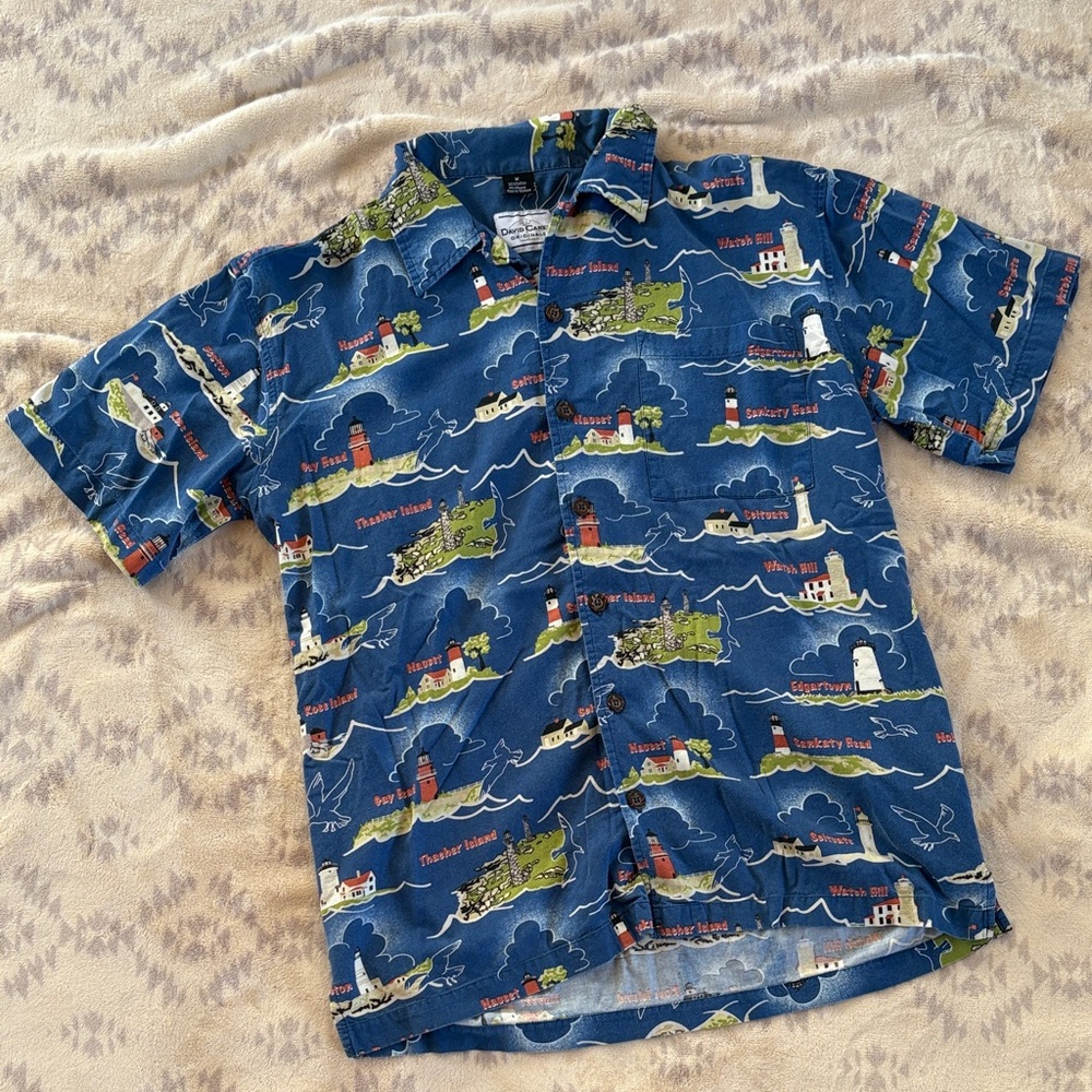 David Carey | Massachusetts Lighthouse button down| Size M